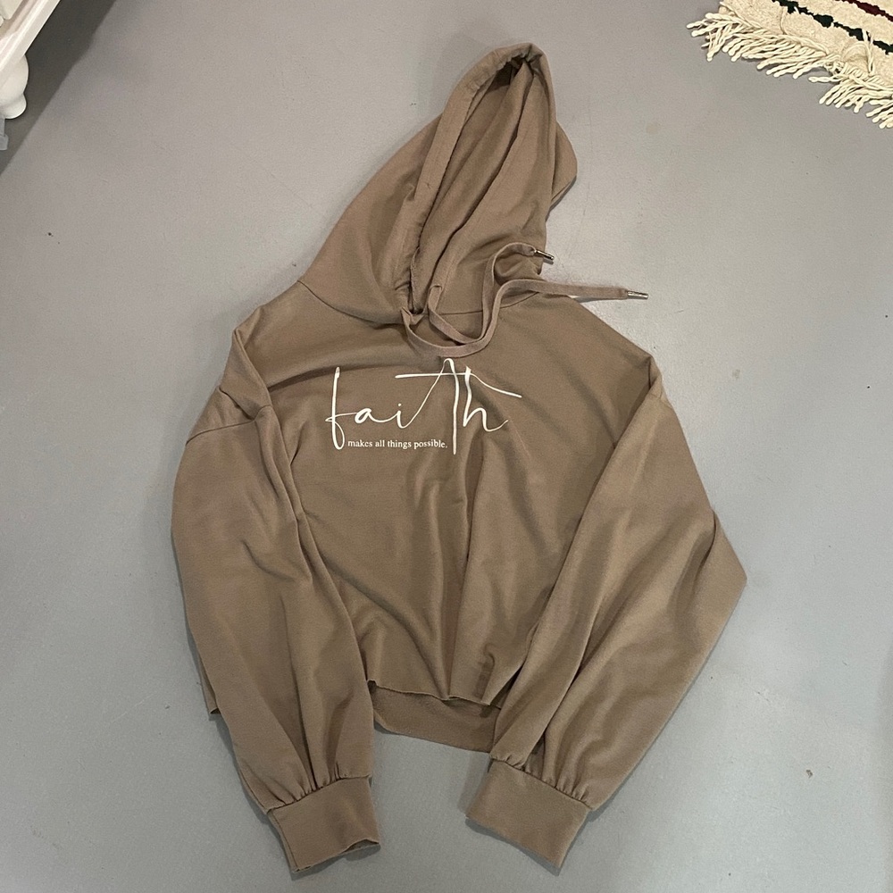 Altar'd State Tan Crop Hoodie